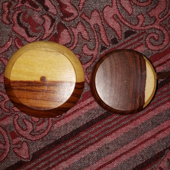 2 1/8" tall Wooden Cup with Saucer - Picture 4 of 5